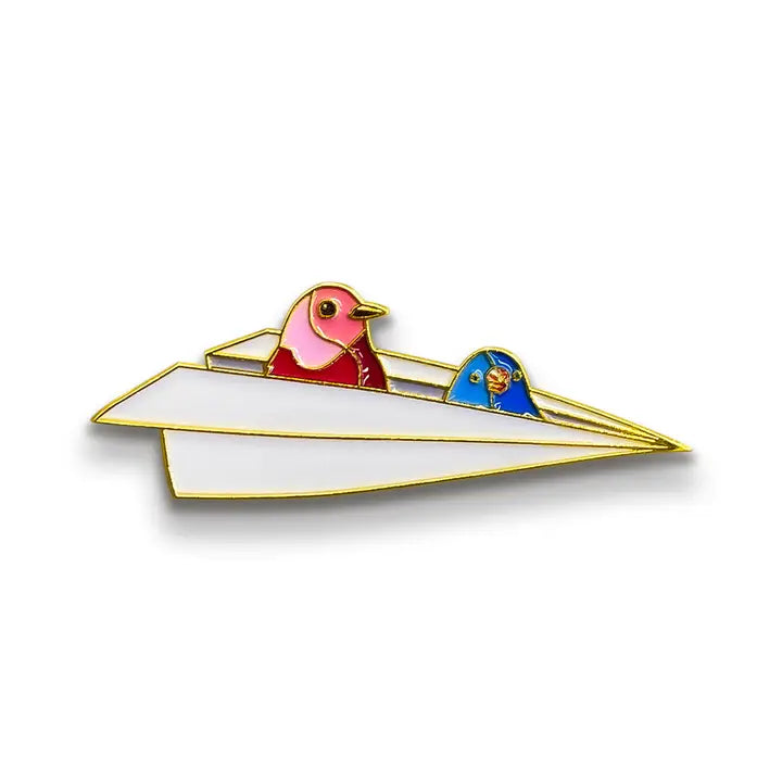 AIRPLANE BIRDS ENAMEL PIN