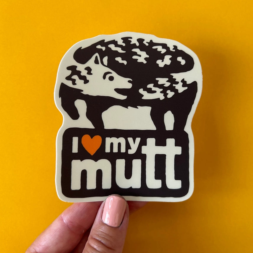 I LOVE MY MUTT VINYL STICKER