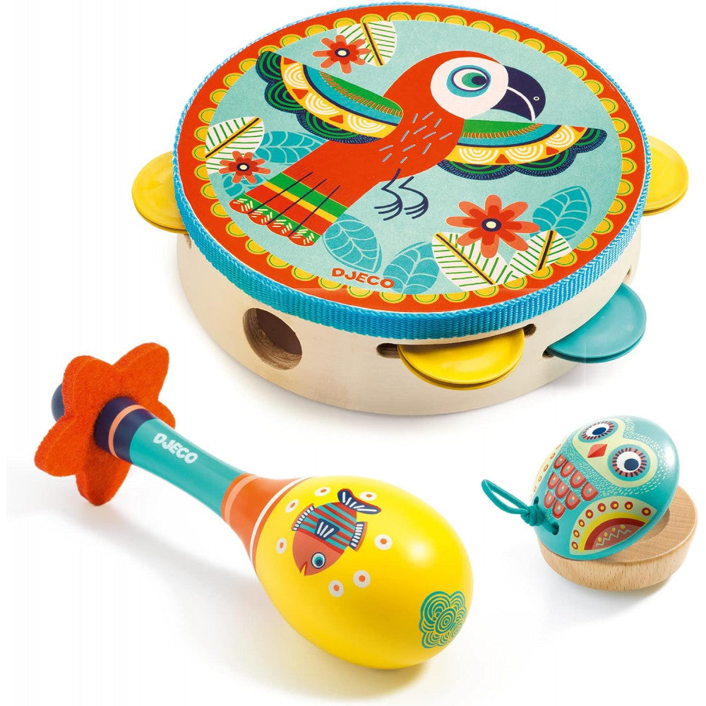 3 PC SET TAMBORINE-MARACAS-CASTENET