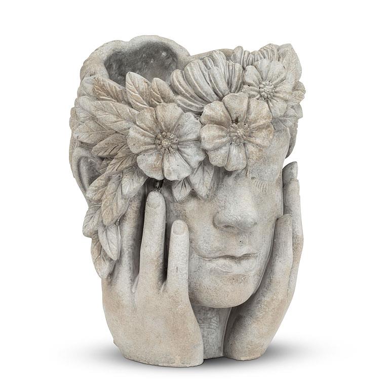 WOMAN WITH FLOWER HALO PLANTER