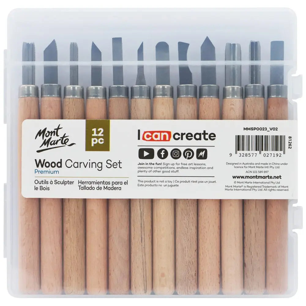 WOOD CARVING SET (12 PIECES)