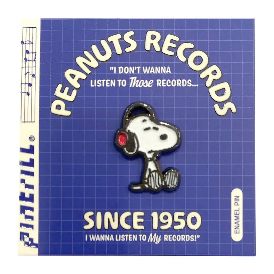 SNOOPY HEADPHONES RECORDS PIN