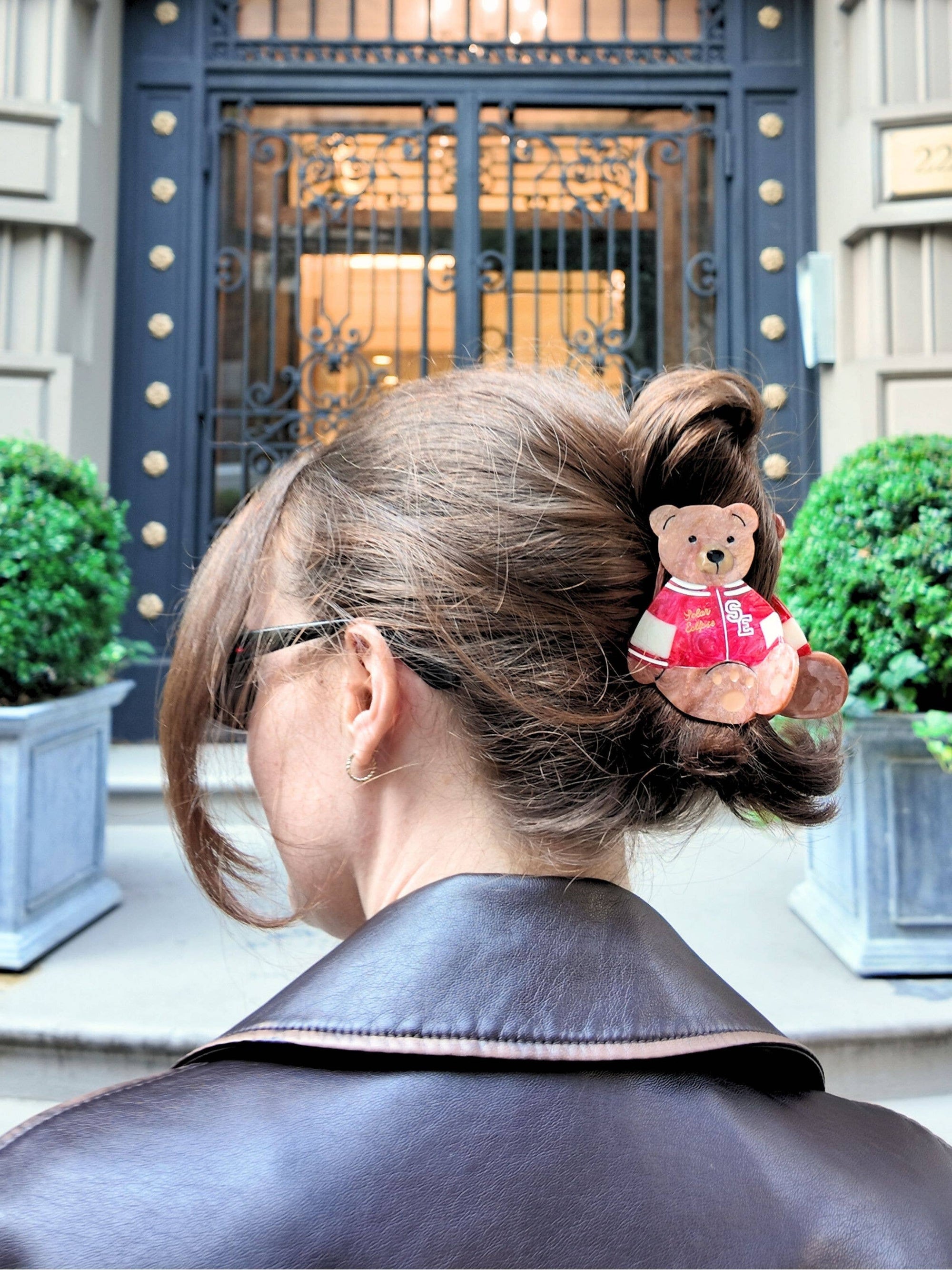 HAND-PAINTED VARSITY TEDDY CLAW HAIR CLIP