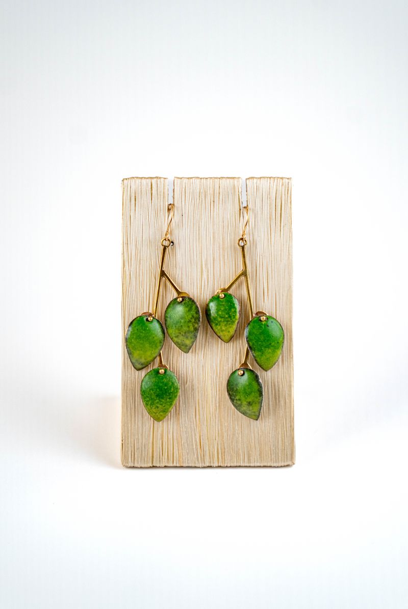 3-LEAVES ON A BRANCH EARRINGS BY JENNY WALKER