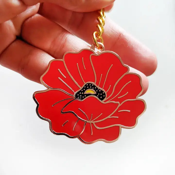 RED POPPY ENAMEL KEYCHAIN