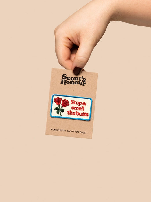 STOP & SMELL THE BUTTS IRON-ON PATCH