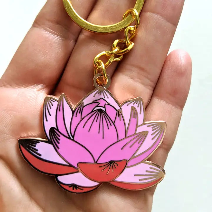 LOTUS ENAMEL KEYCHAIN
