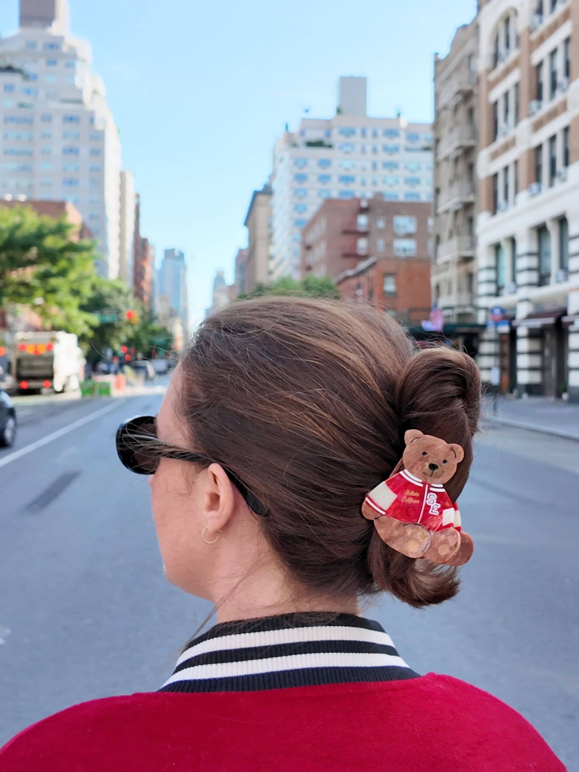HAND-PAINTED VARSITY TEDDY CLAW HAIR CLIP
