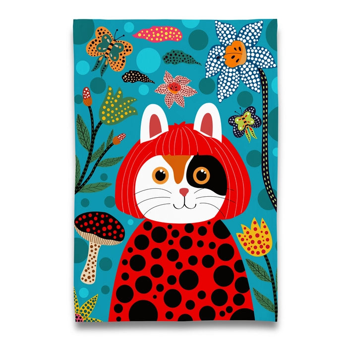 MUSEUM COLLECTION CALICO CAT YAYOI KUSAMA KUSAMEOW TEA TOWEL