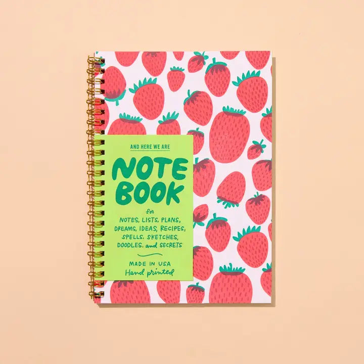 STRAWBERRY LETTERPRESS SPIRAL NOTEBOOK