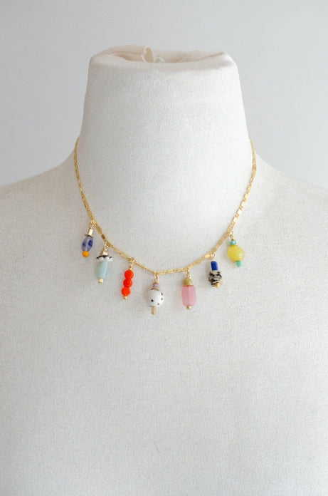 COLORFUL BEADED CHARM NECKLACE
