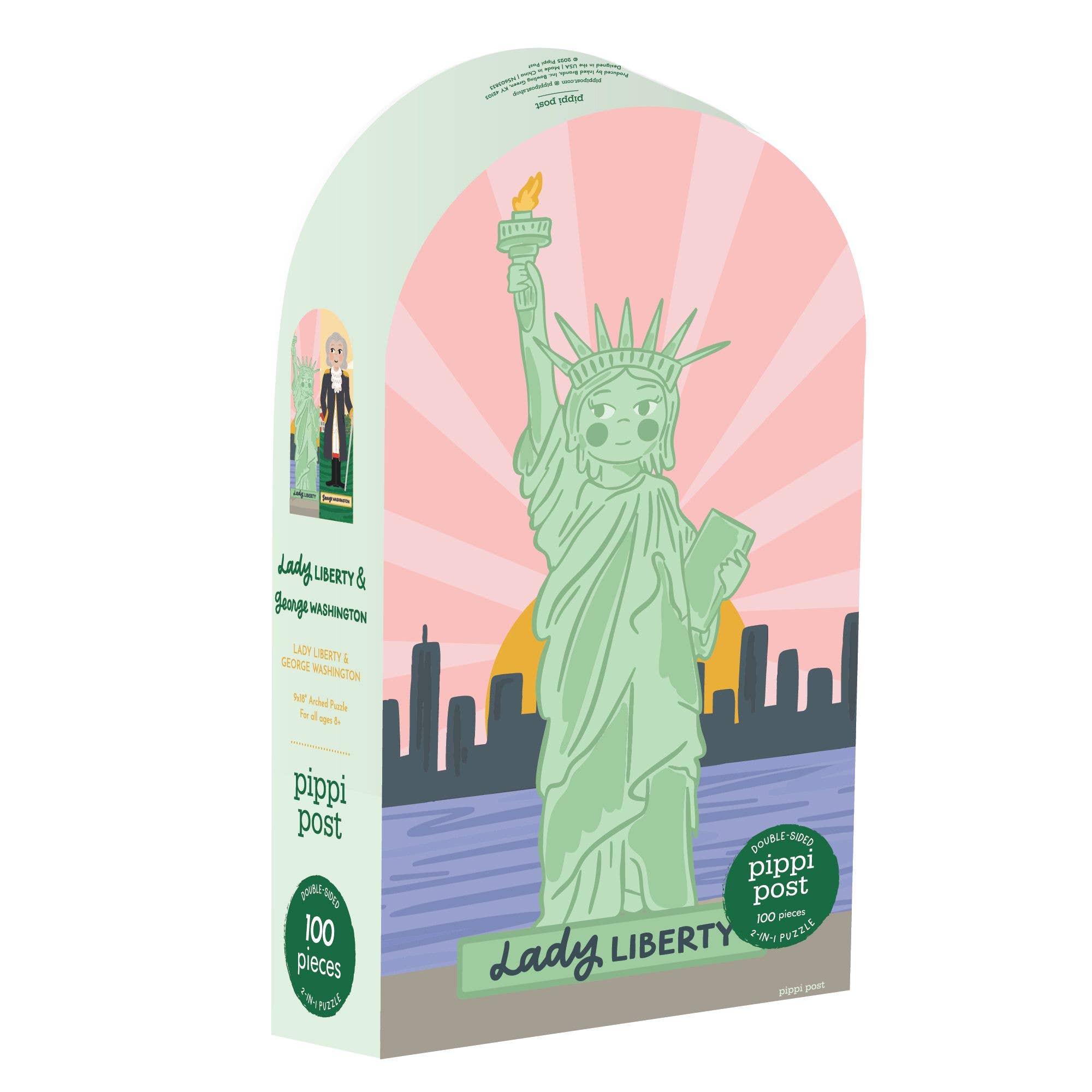GEORGE WASHINGTON/LADY LIBERTY DOUBLE-SIDED 100 PC PUZZLE