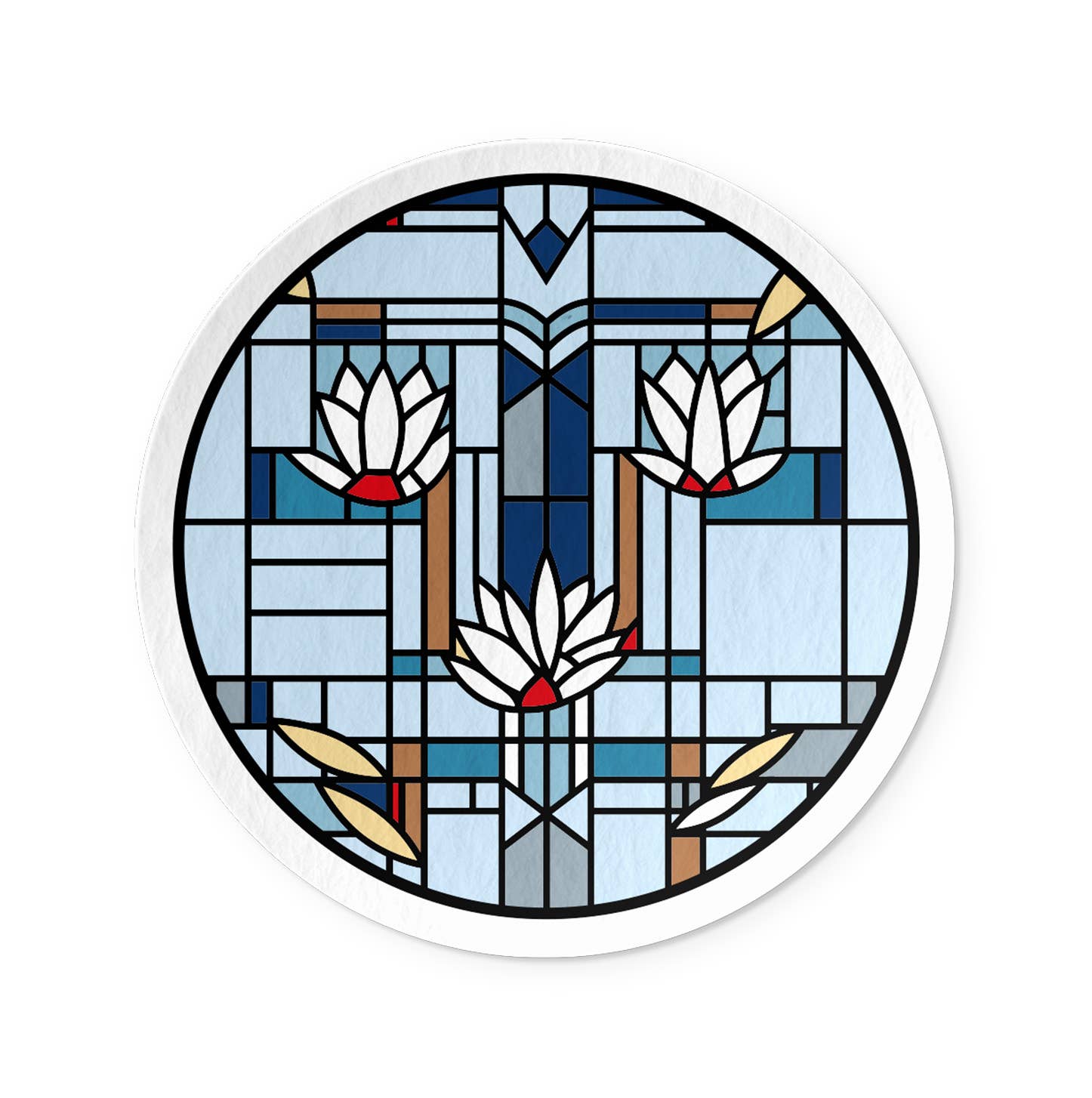FRANK LLOYD WRIGHT WATERLILLIES ART GLASS STICKER