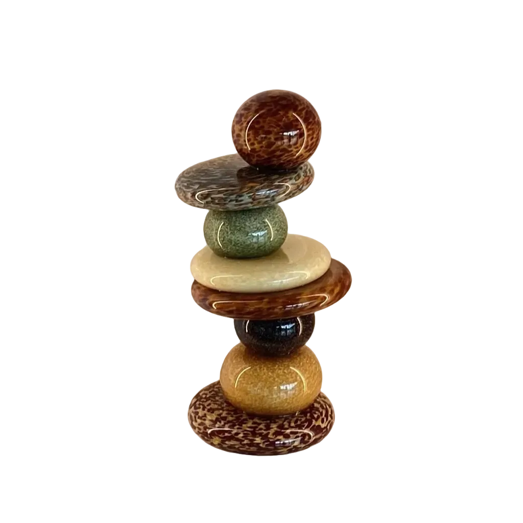 POHACU STACKED 8 STONE GLASS SCULPTURE