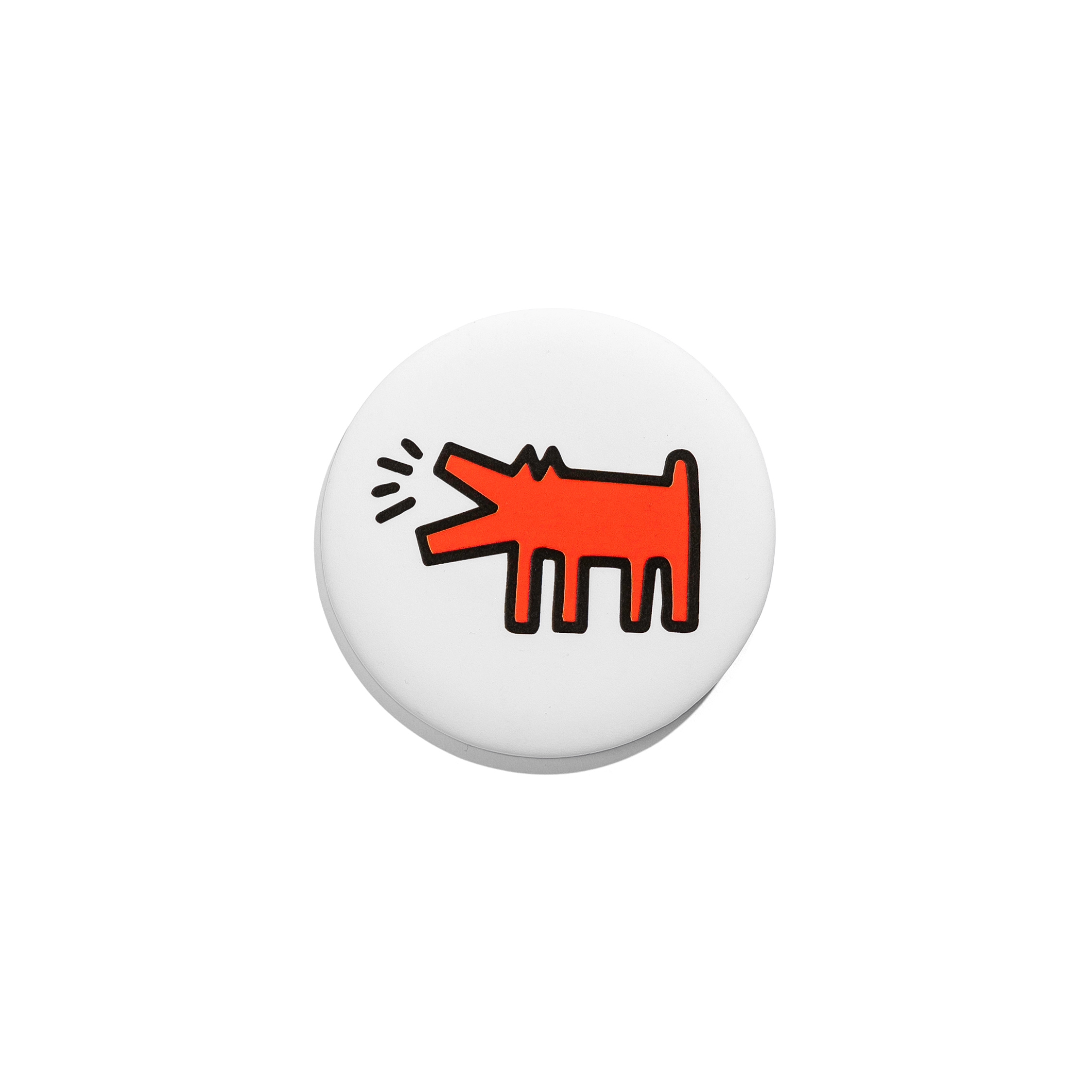 HARING POP SHOP BARKING DOG CAN BADGE