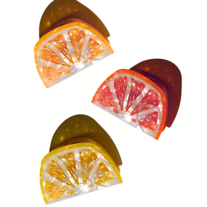 HAND-PAINTED CITRUS SLICE CLAW HAIR CLIP