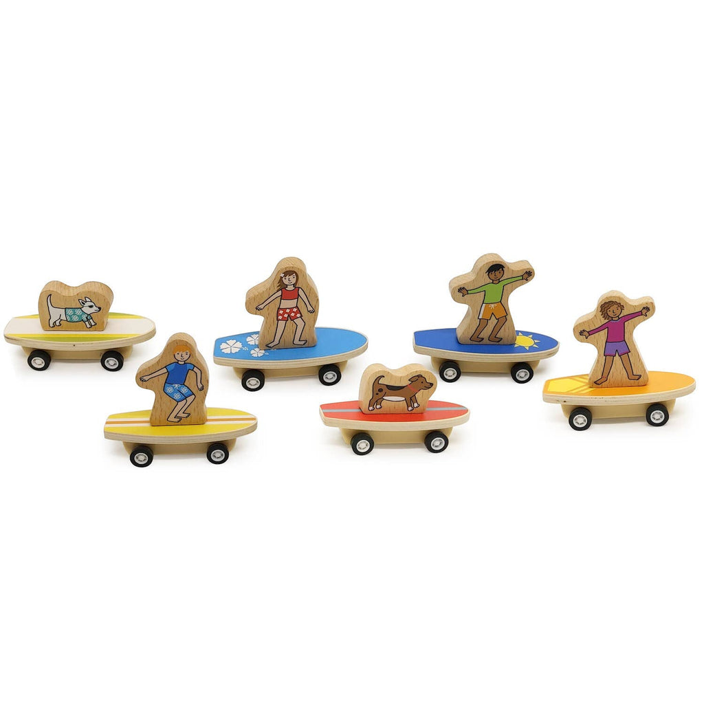 PULL BACK SURFER KIDS AND DOGS