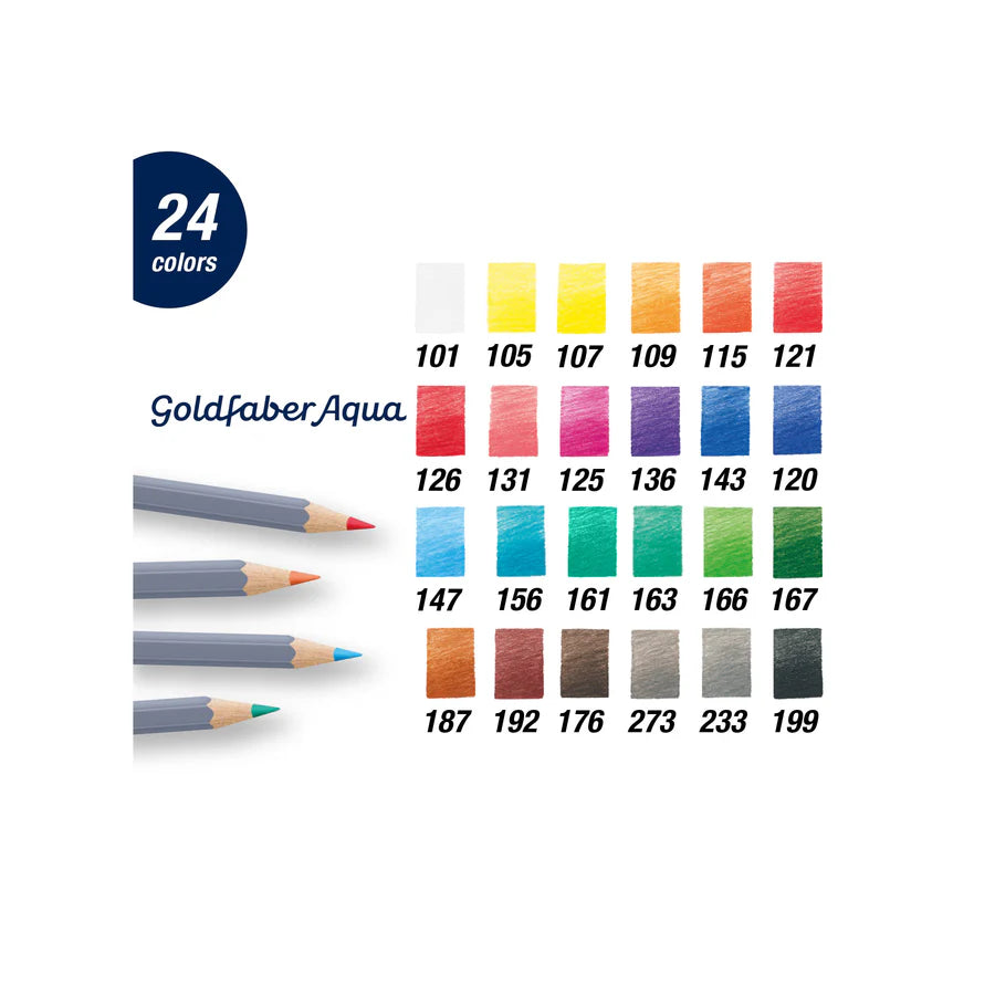 GOLDFABER AQUA WATERCOLOR PENCILS, TIN OF 24