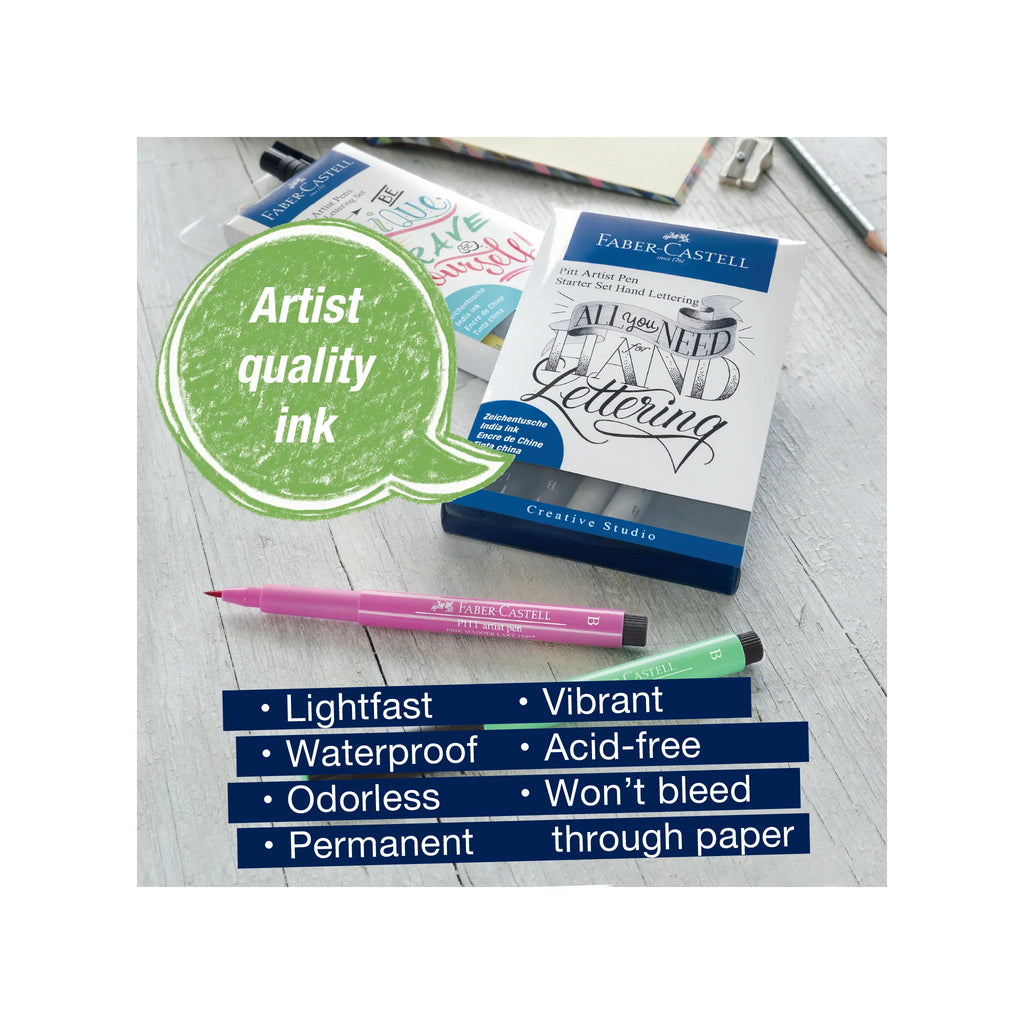 PITT ARTIST PEN, HAND LETTERING STARTER SET - WALLET OF 8
