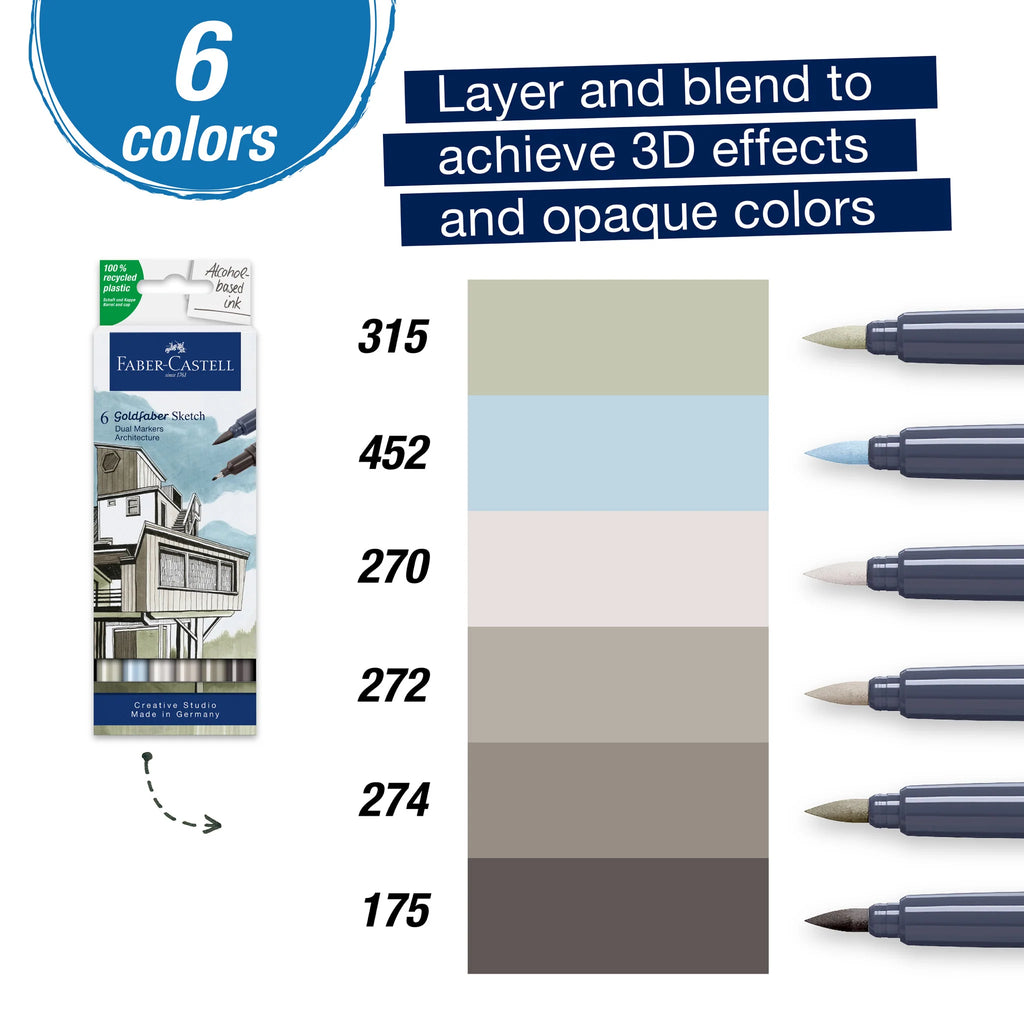 GOLDFABER SKETCH MARKERS, ARCHITECTURE - BOX OF 6