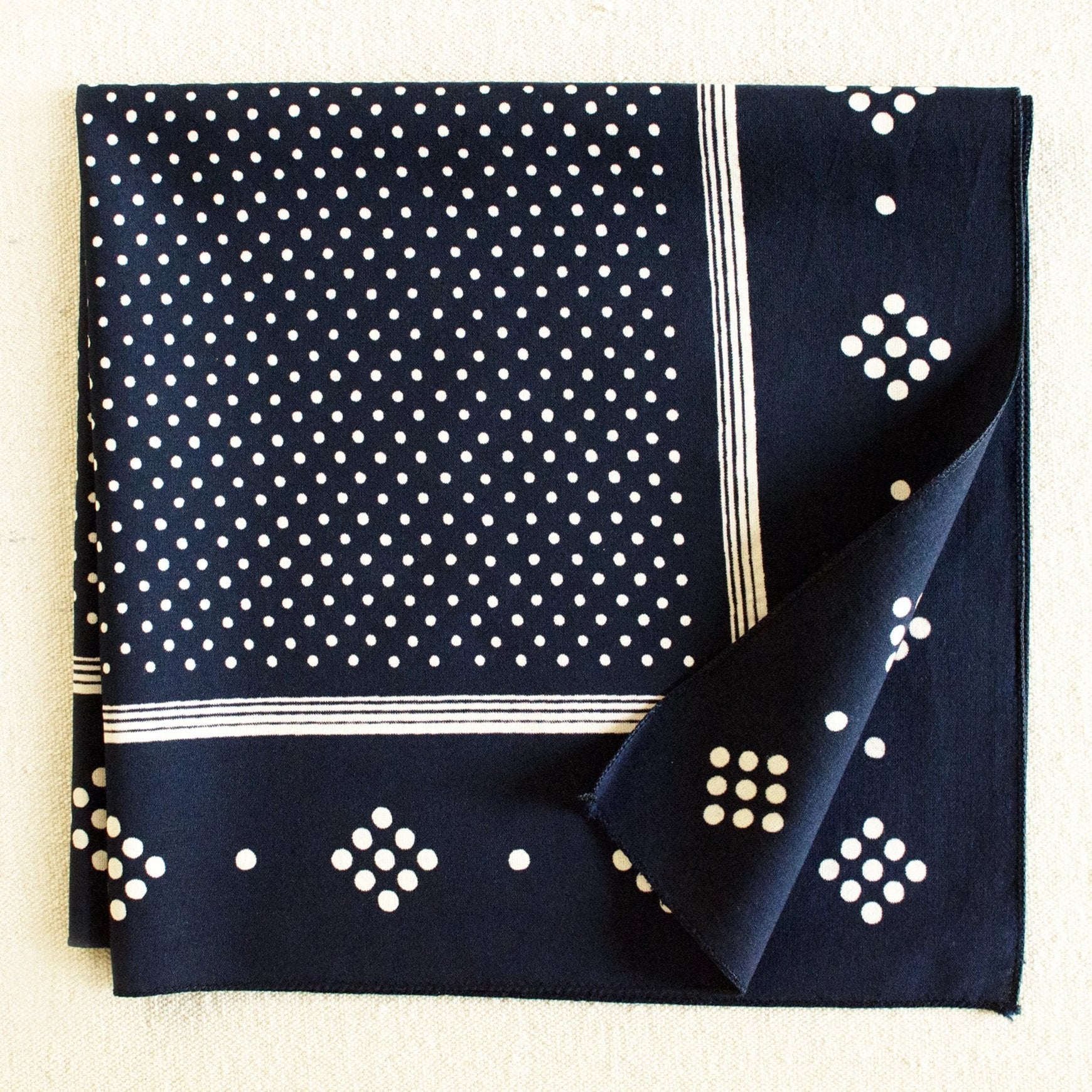NAVY POLKA DOT BANDANA