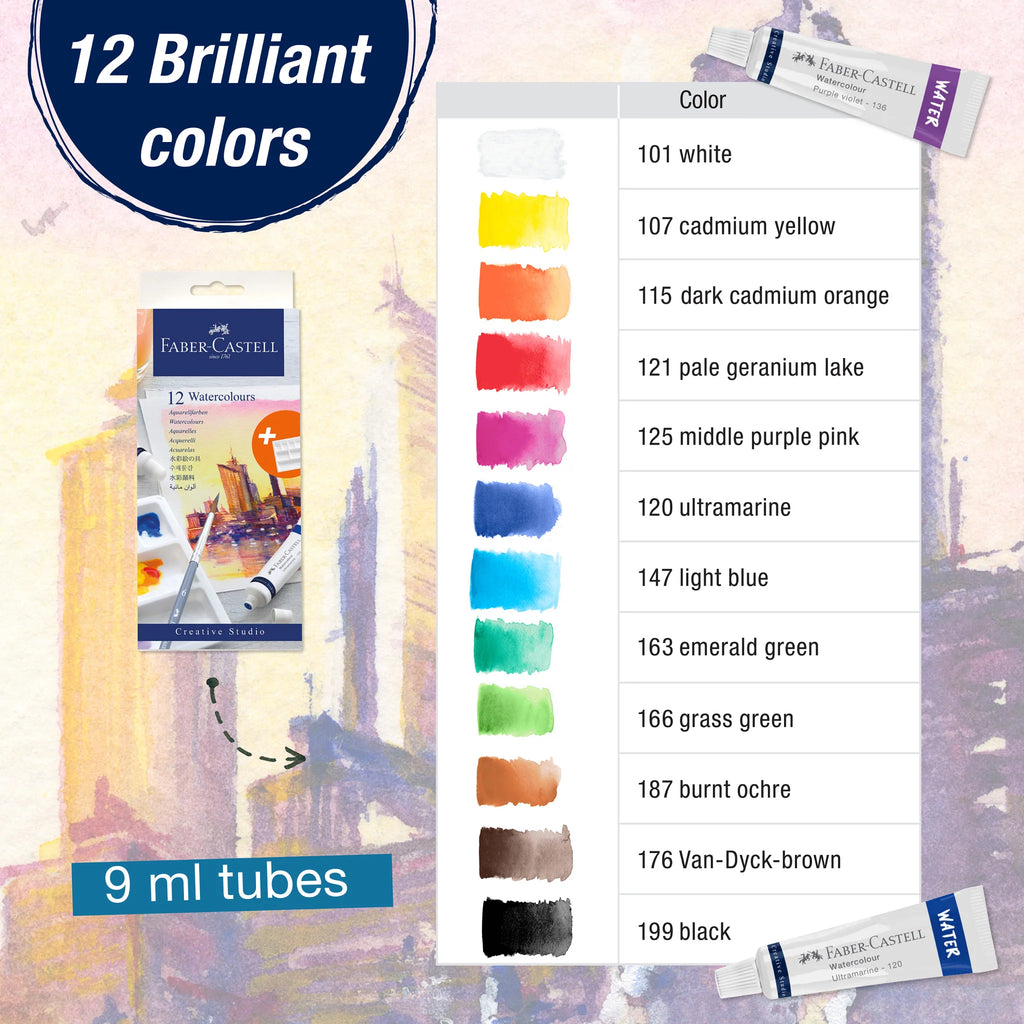 WATERCOLORS, SET OF 12