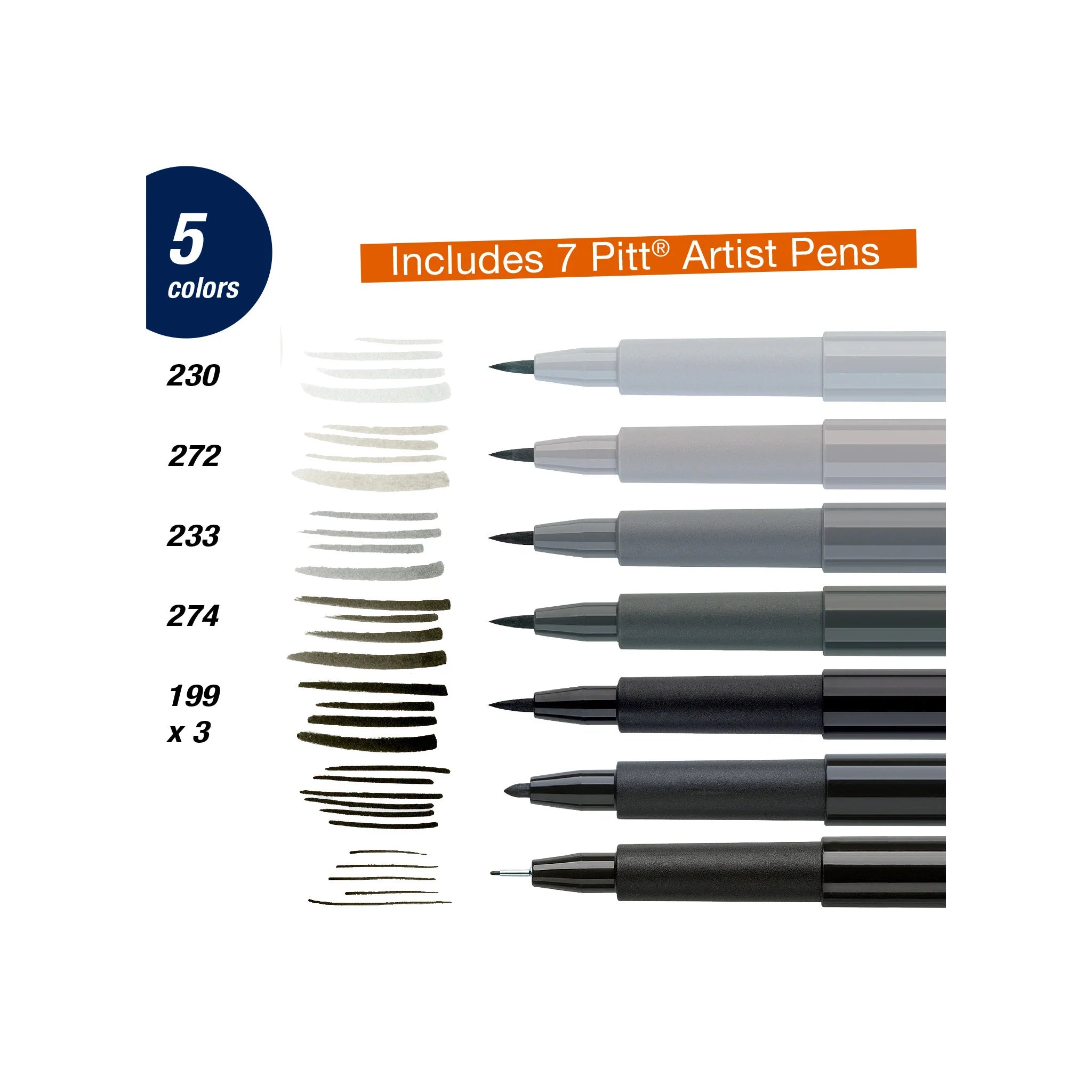 PITT ARTIST PEN, HAND LETTERING STARTER SET - WALLET OF 8